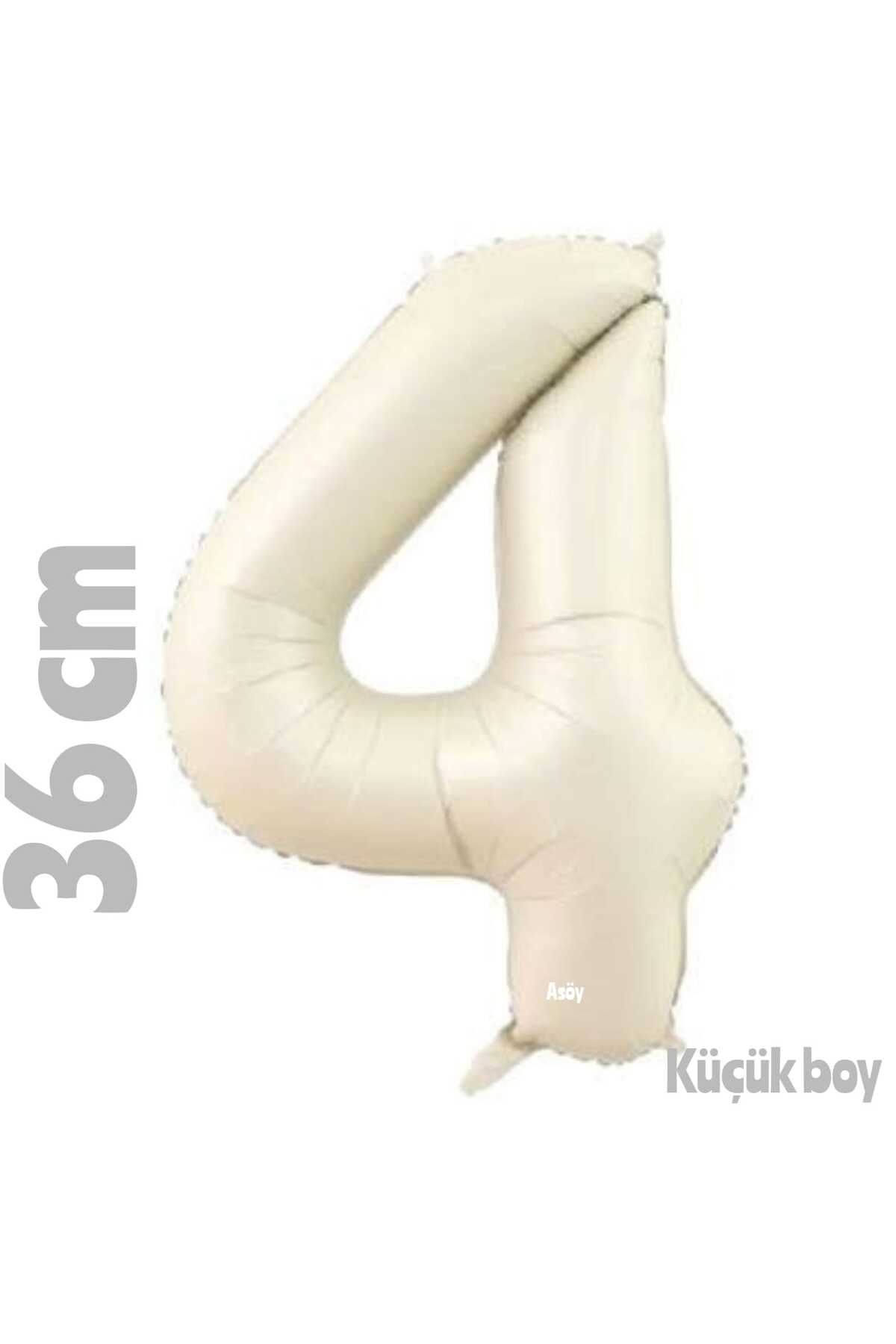 asöy Folyo Balon 4 Rakam Balon 36 Cm Küçük Boy Krem Renk 4 Yaş Balonu Doğum Günü Parti Seti Malzemeleri