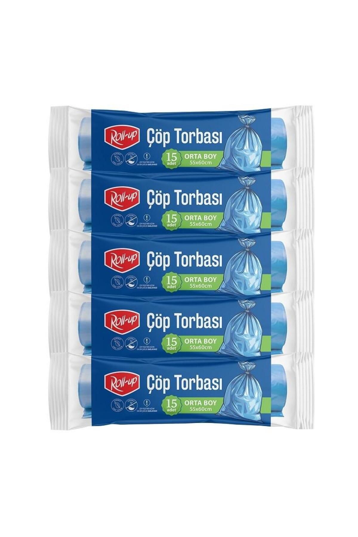 alsepeteavm Roll-up Çöp Torbası Orta 55x60cm 15 Adet X 5 Paket