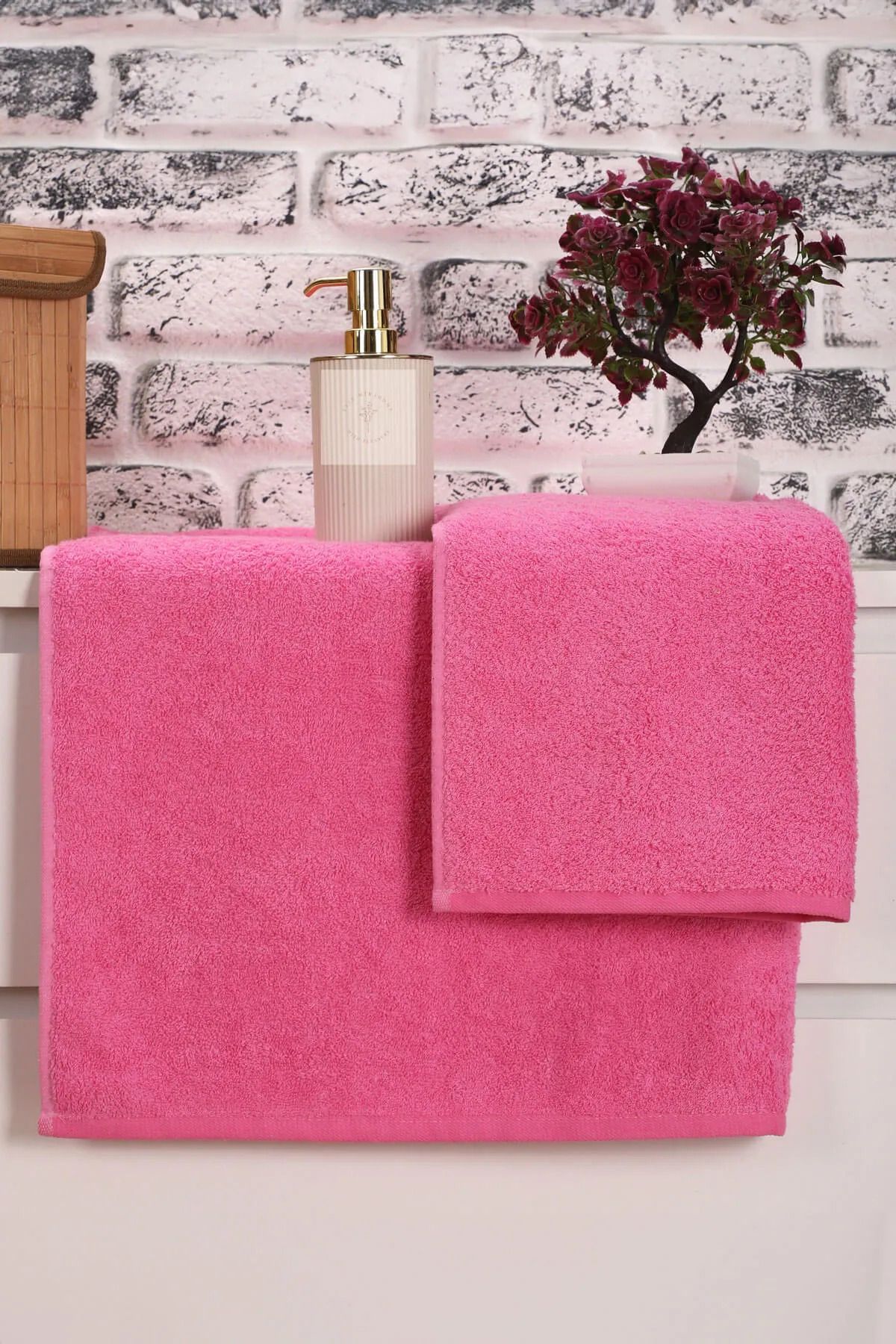 YÜNTEKS Ikili Banyo Havlu Seti Pembe ( 70*140 50*90)