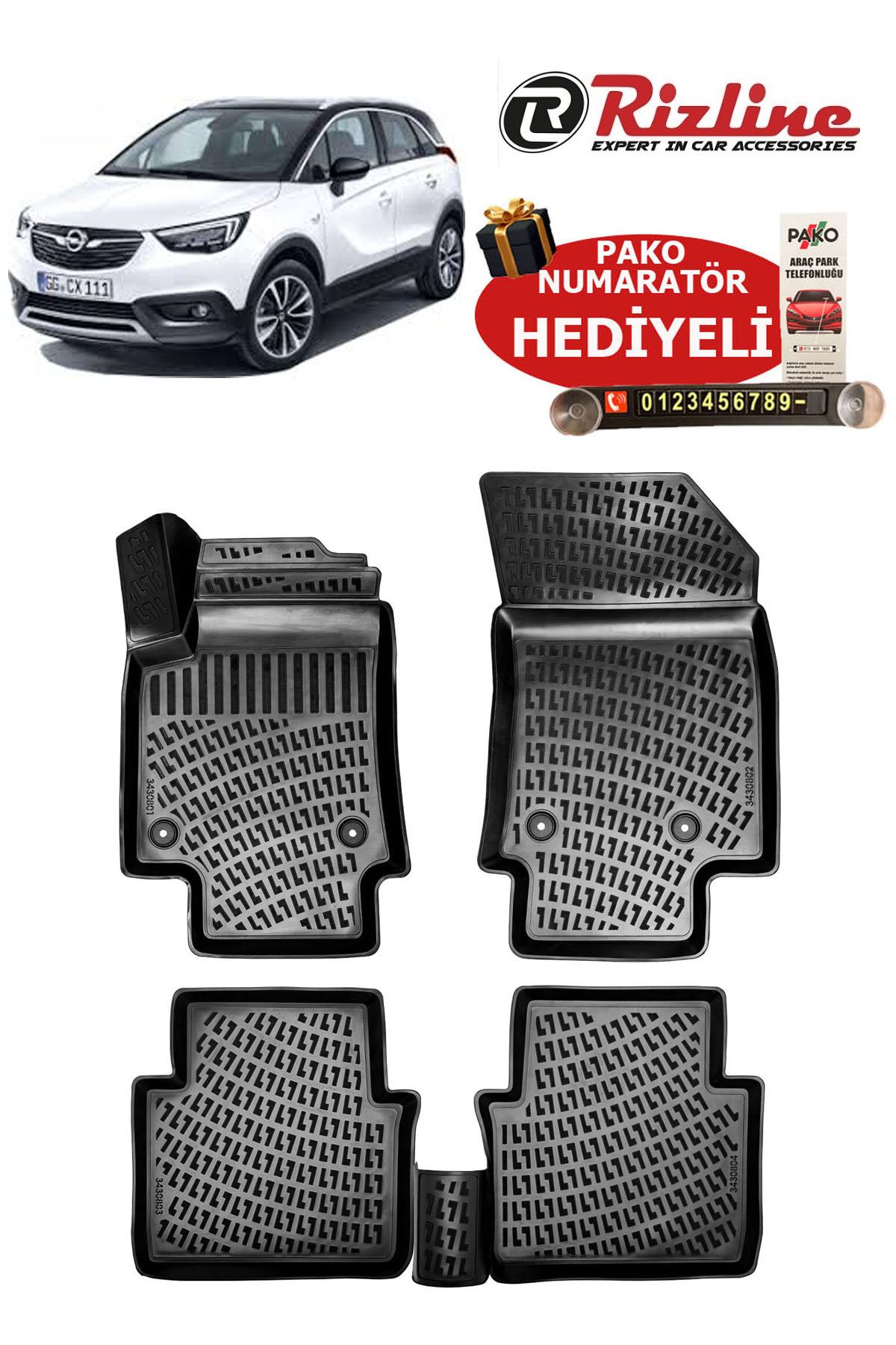 Rizline Opel Crossland 2017-2020 Havuzlu Paspas