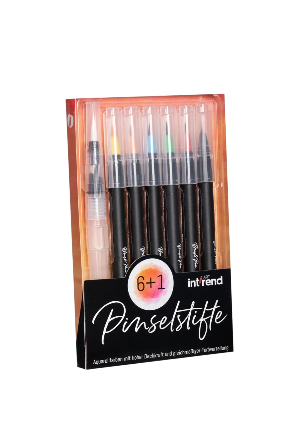 intrend Set Markere Profesionale Cu Cerneală Pe Bază De Apă, 6 Markere Cu Vârf Flexibil, 1 Pensulă, Rezervor De Apă, Multicolor - One Size