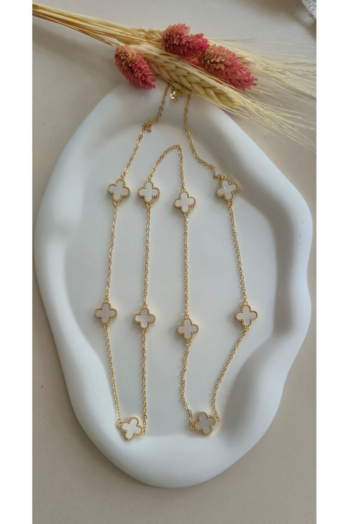 takısaat Van Cleef 60 cm Beyaz Sedefli Kolye