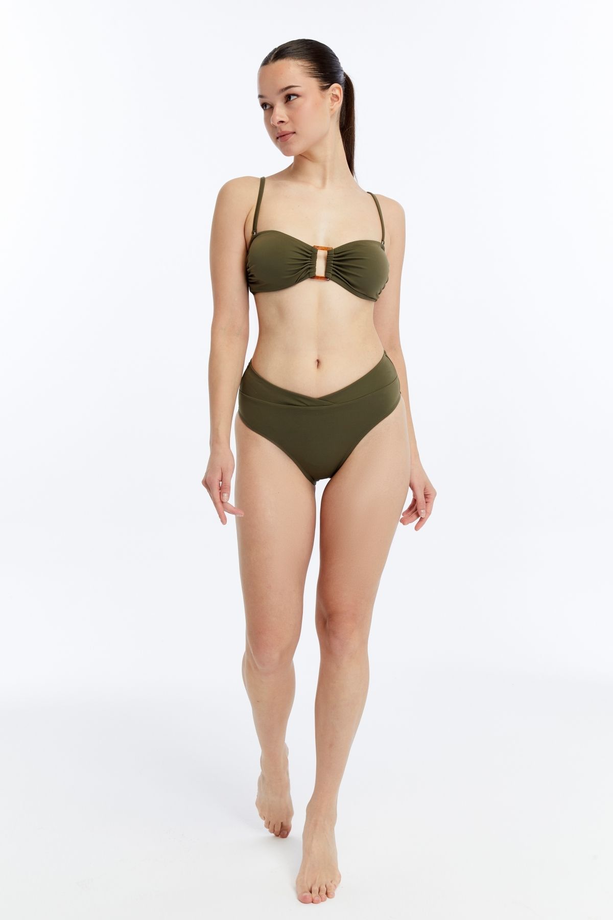 LOVELY THINGS MARTHA STRAPLES BİKİNİ ÜST - Haki Renk