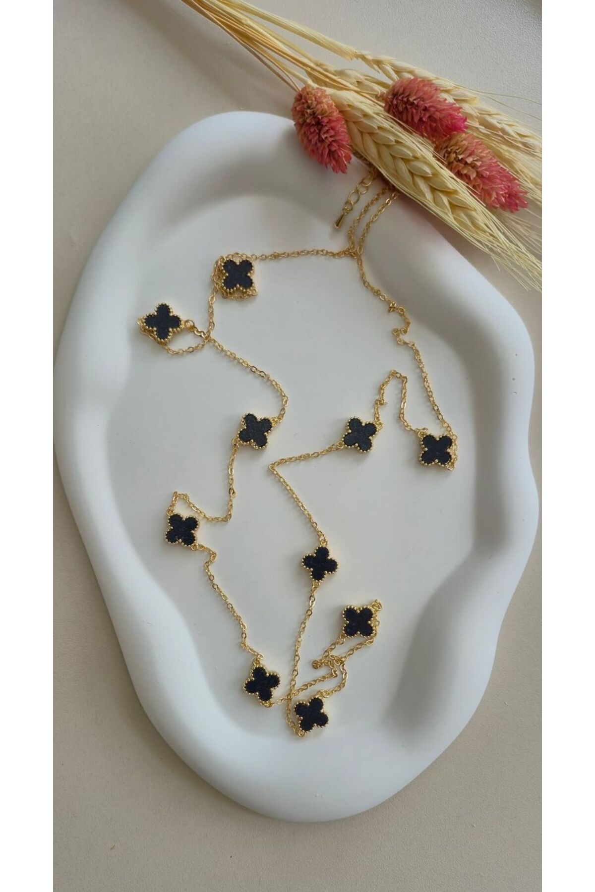 takısaat Van Cleef 60 cm Siyah Sedefli Kolye