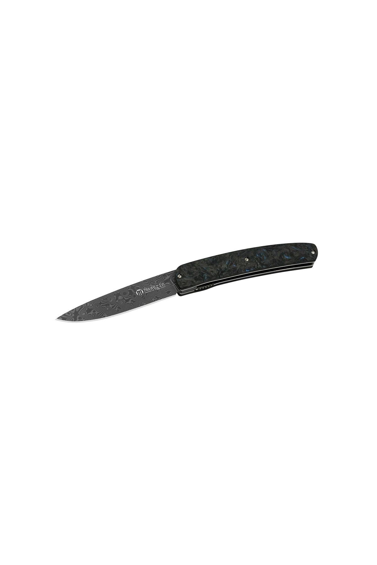 MASERIN Mini-gourmet Damascus Blade Black-blue Fat Carbon Handle Çakı