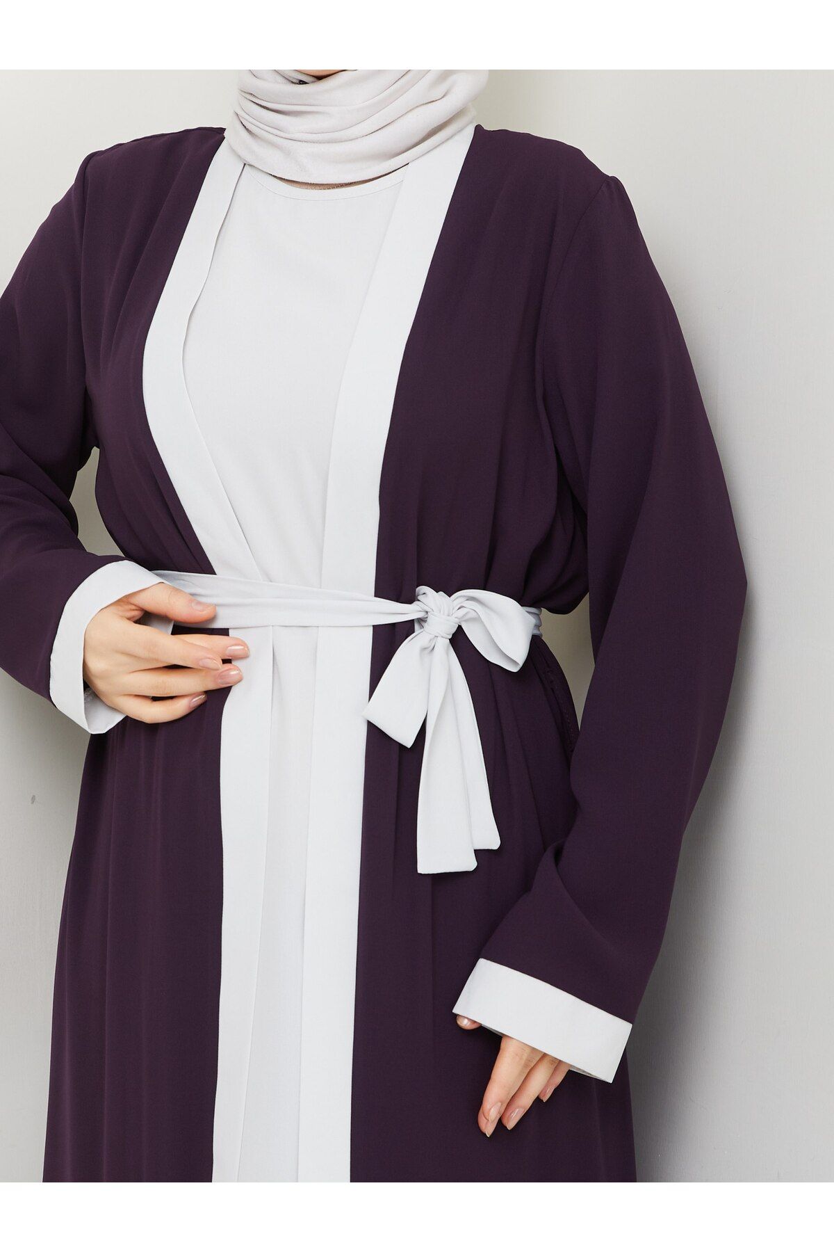 MUDUTEKSTİL İç Elbiseli Abaya Takım Mürdüm