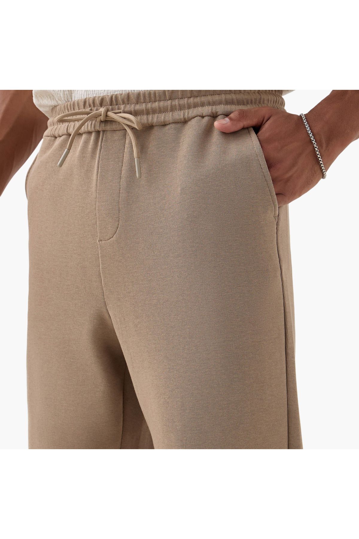 Iconic-Regular Fit Pants with Drawstring Closure and Pockets 4