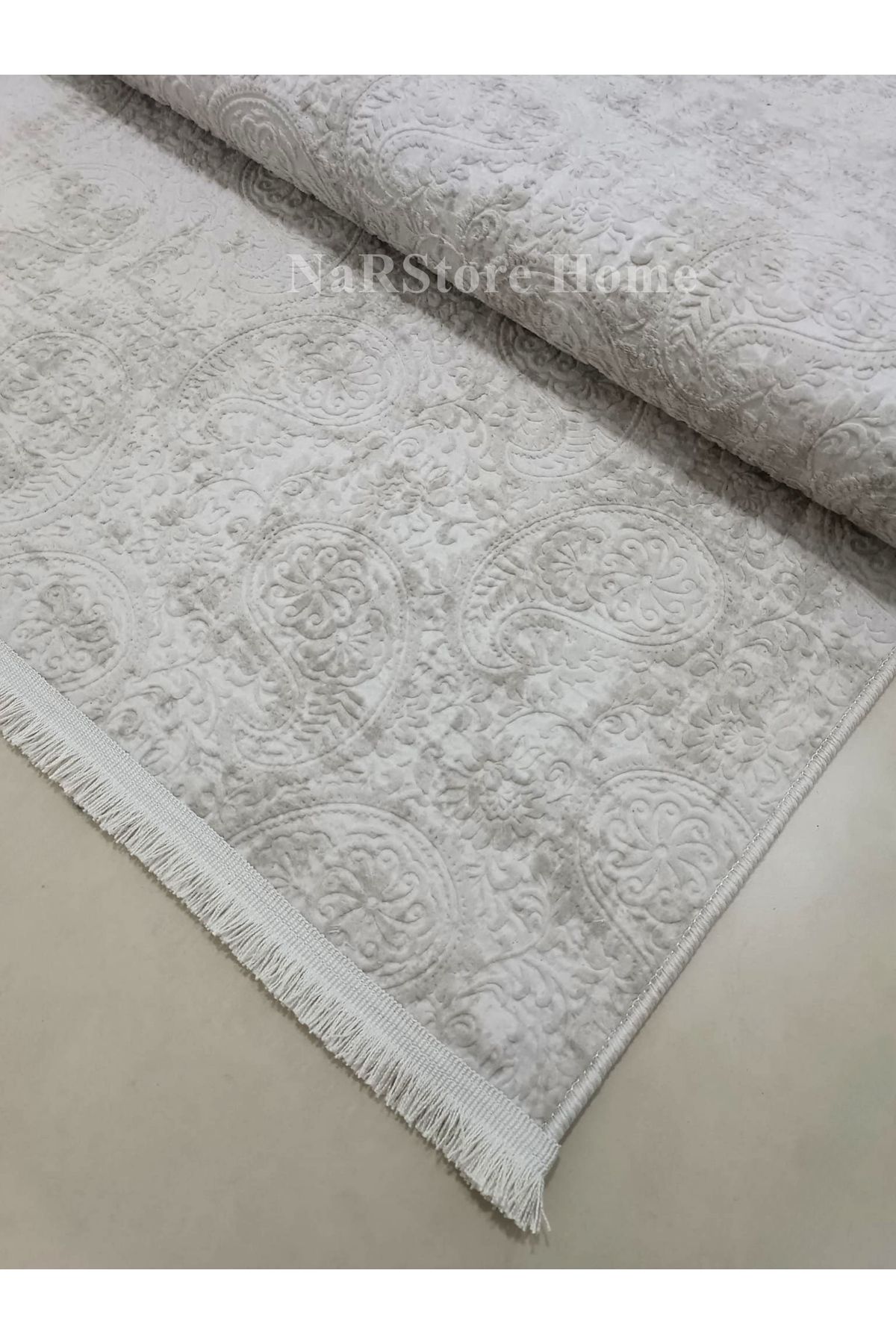 NaRStore Home Kaymaz Taban Saçaklı Kesme Halı Yolluk Nevra Dinar Vizon