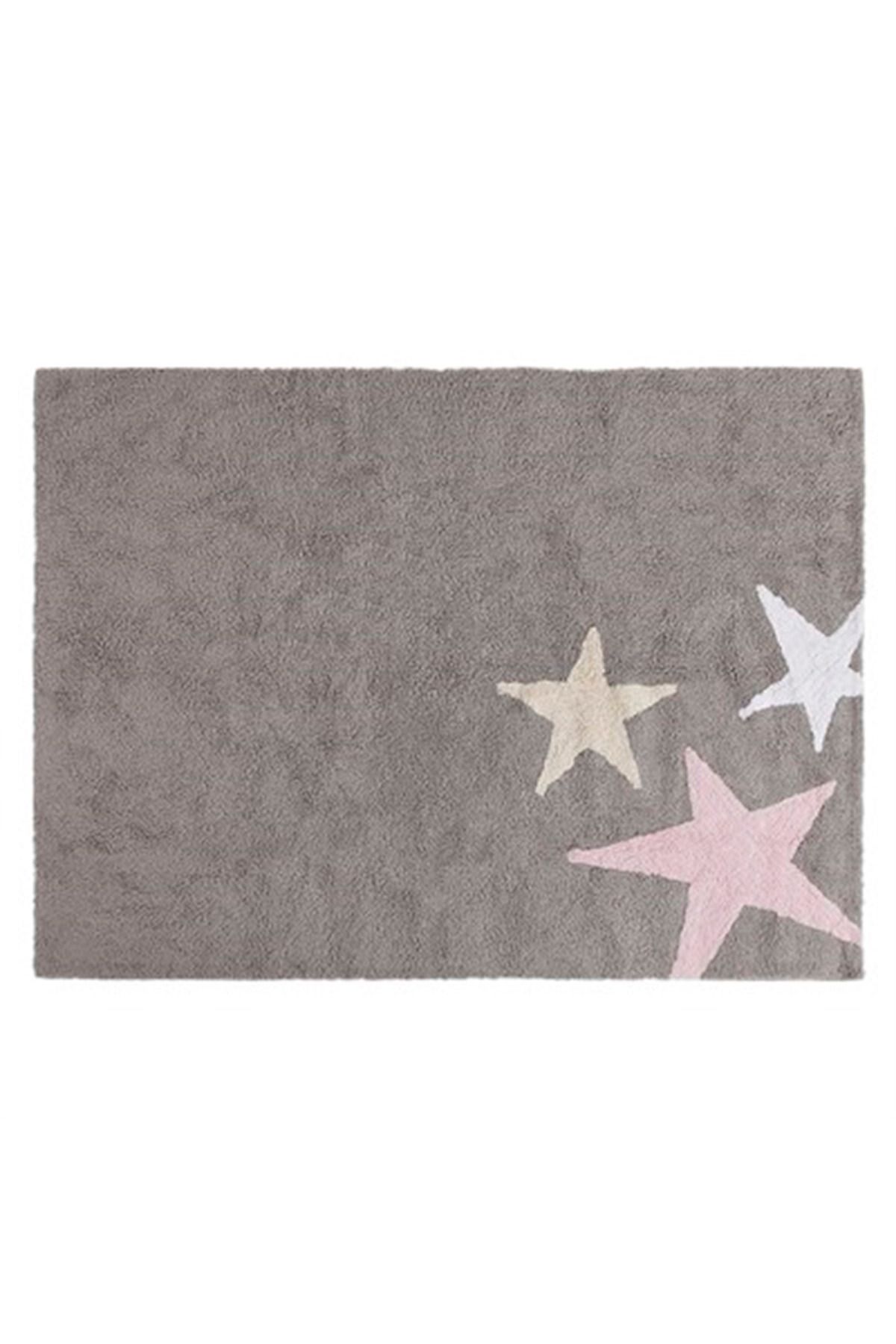 Lorena Canals THREE STARS Tricolor Halı Gri/ Pembe-Beyaz-Sarı
