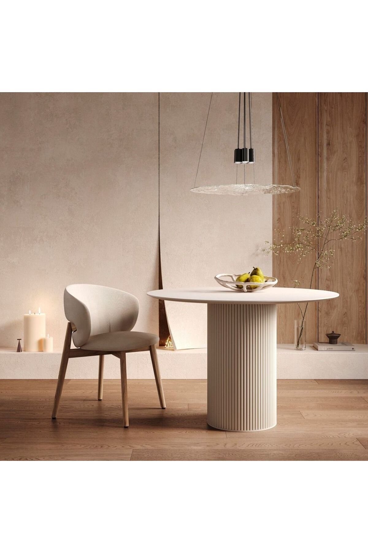 Gazzini Furniture Vintage Yuvarlak Ahşap Bohem Masa 130x130