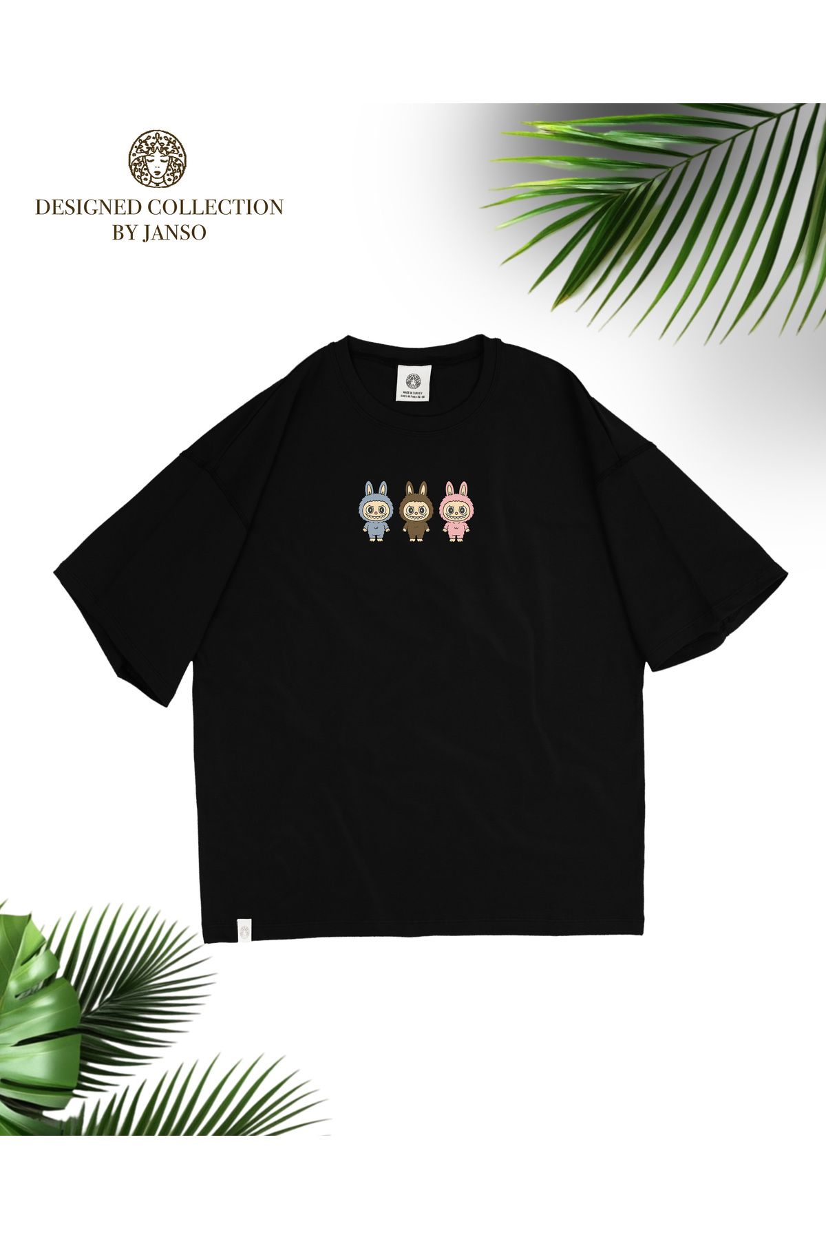 JANSO GROUP -KADIN LABUBU BASKILI PAMUKLU TSHIRT OVERSİZE