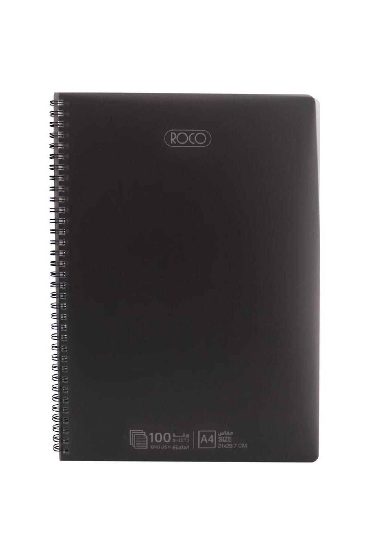 Roco-Notebook – A4 Size, 100 Sheets, Double Ruled, Black Cover 1