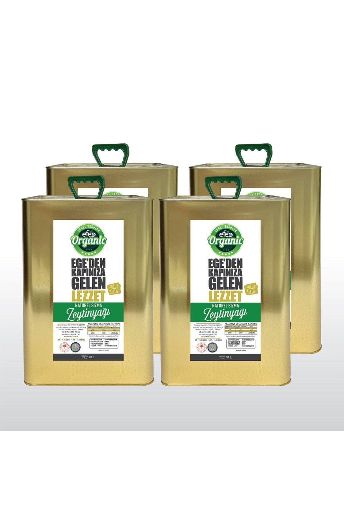 Efe Natural Olive Doğal Ürünler Ultra Natural Sızma Zeytinyağı (18*4) 72 Litre Teneke