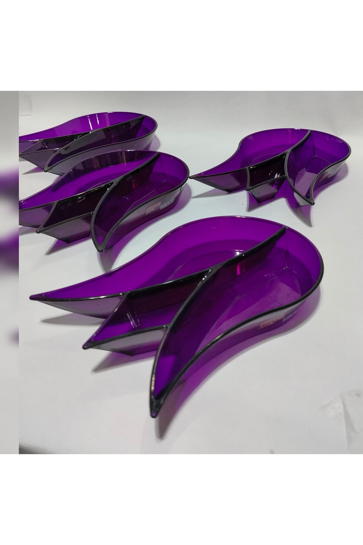 abnturk 5 Parça Lale şeklinde mor renkli plastik Çerezlik