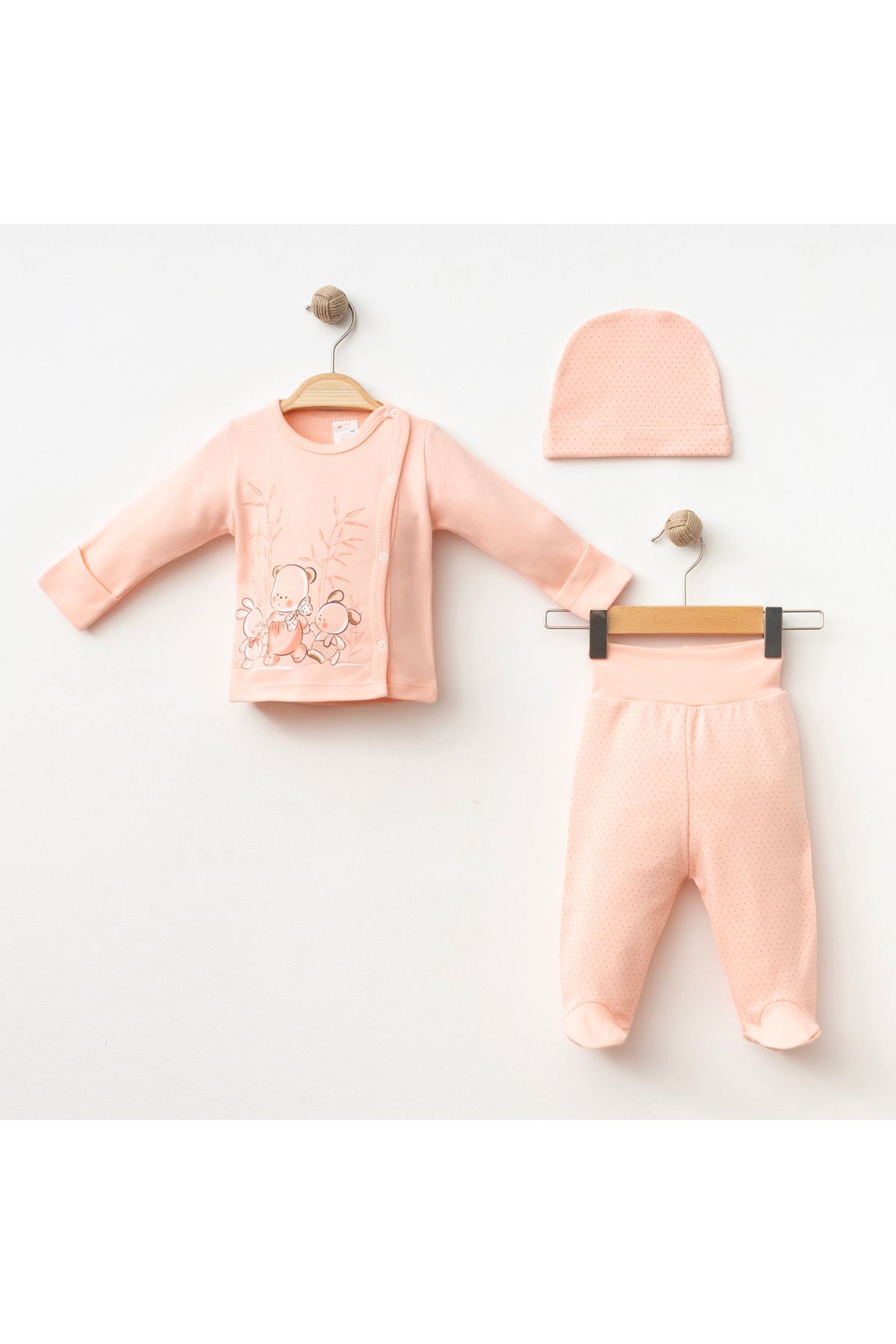Gümüş Baby Kids BEBEK 3 LÜ TAKIM PUAN BASKILI %100 PAMUK KUMAŞ