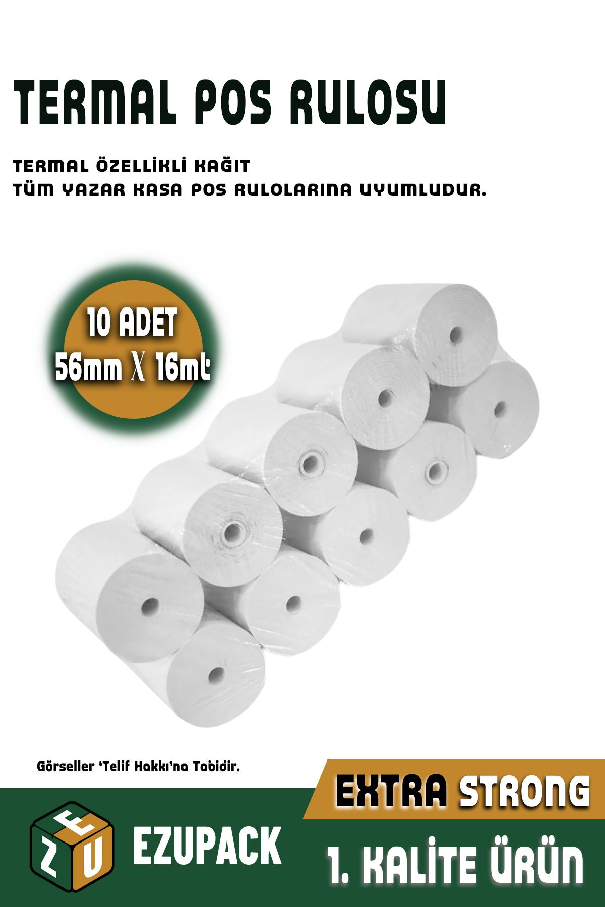 ASTOR AMBALAJ Termal Pos Yazarkasa Rulosu 56 MM x 16 MT 10 Adet 1 Paket