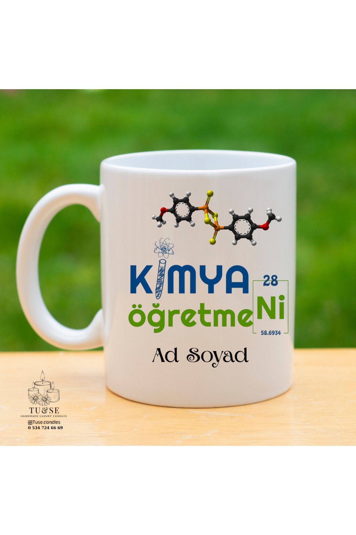 Tu&Se Candles 🧪 Kimya Öğretmenine Özel Kupa – İsme Özel Bilimsel Tasarım