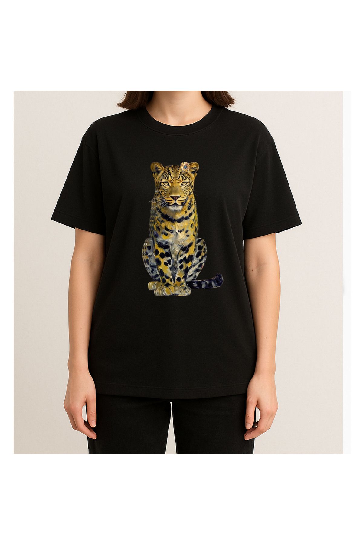 Advantage Leopar Desenli Oversize %100 Pamuk- Advantage Premium Tshirt