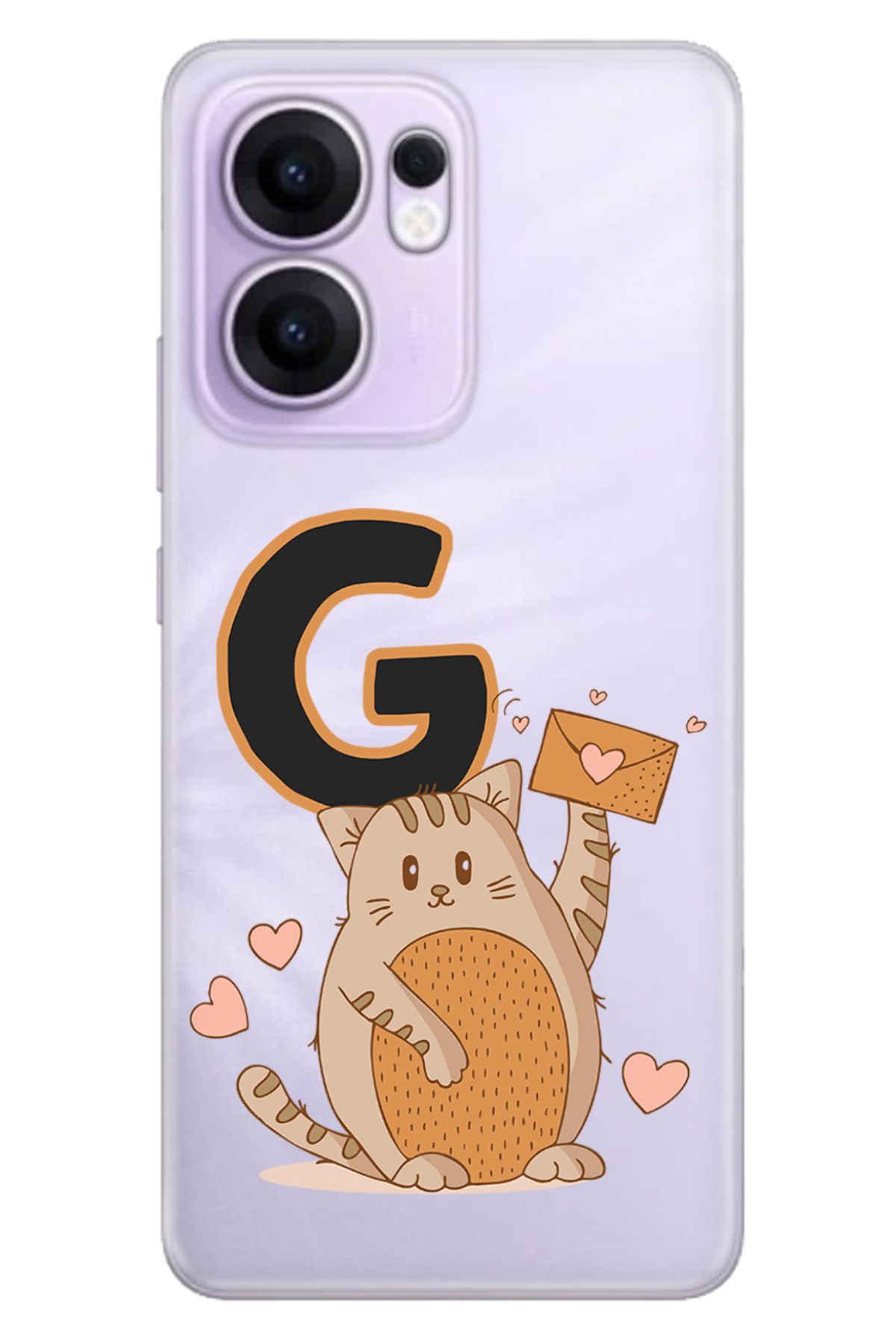 OPPO Reno 13F 5G Kılıf Tema Art Desenli Baskılı Silikon Kedili G Harfi