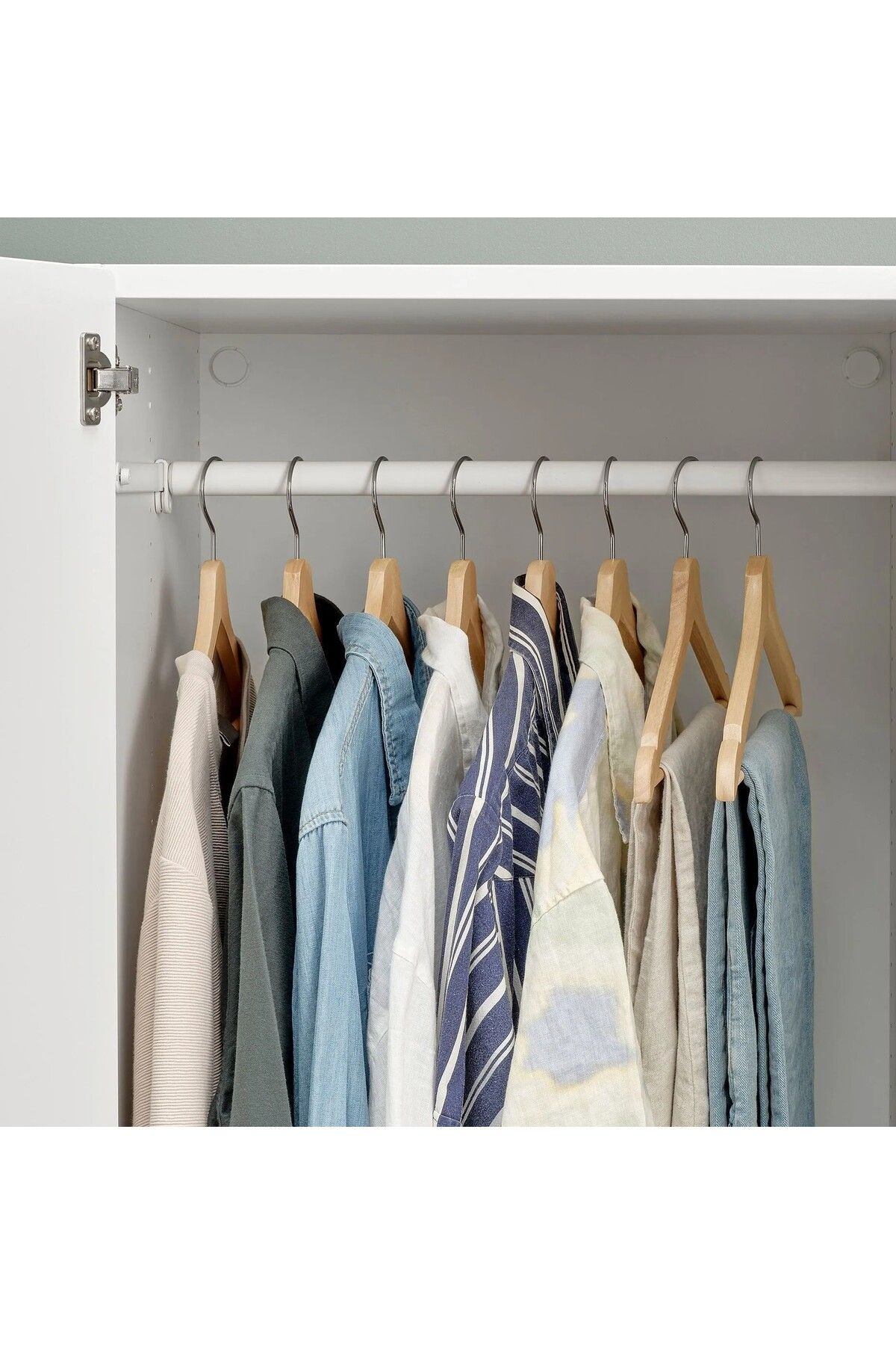 IKEA QUALİTY 8 Adet Ahşap Giysi Askısı Genişlik 43 Cm İkea Elbise Askısı Bej Renk Ahşap Askı