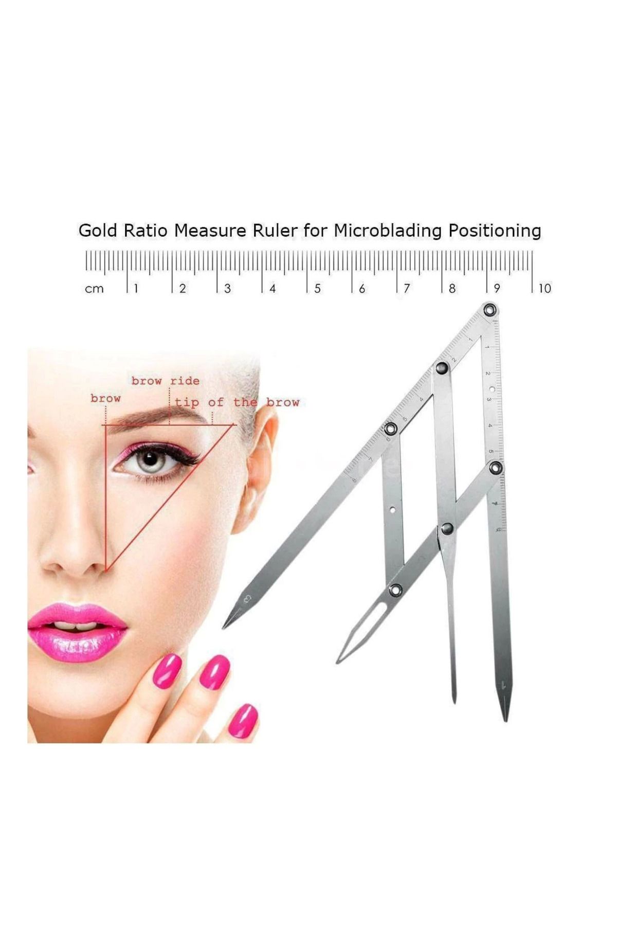 Heez Microblading Simetrik Ve Estetik Kaş Ölçüm Cetveli, Kalıcı Makyaj Altın Oran Pergeli 275