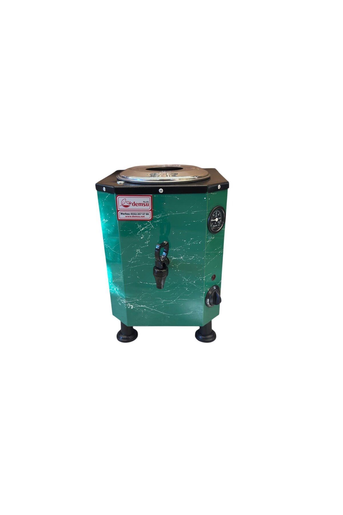 Meşale Demsu 1 Demlikli Süpermini Elektrikli Yeşil Mermer Desenli Çay Kazanı 10 Litre