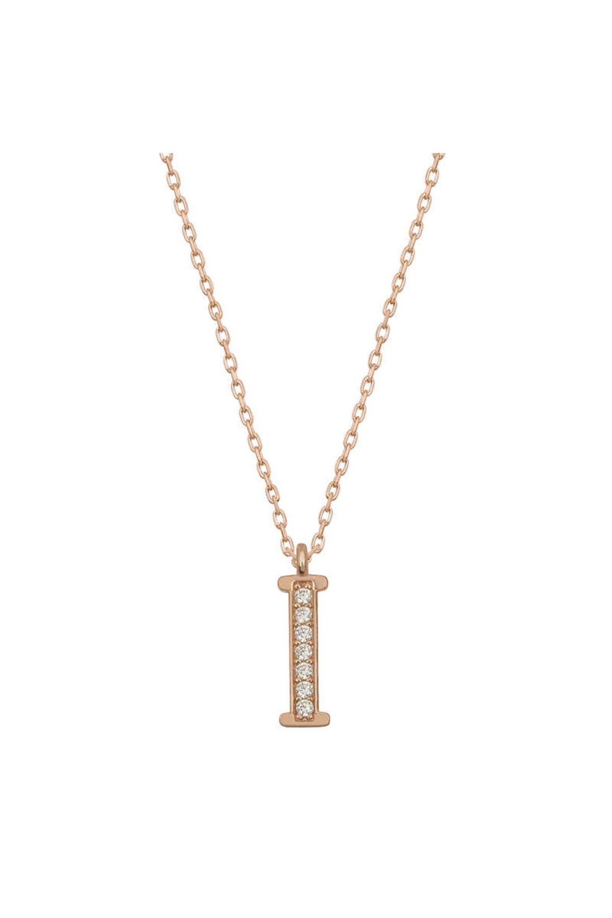 KAKTÜS JACK 925 Ayar Gümüş Rose I Harfi Kadın Gümüş Kolye (T6732) (336336)