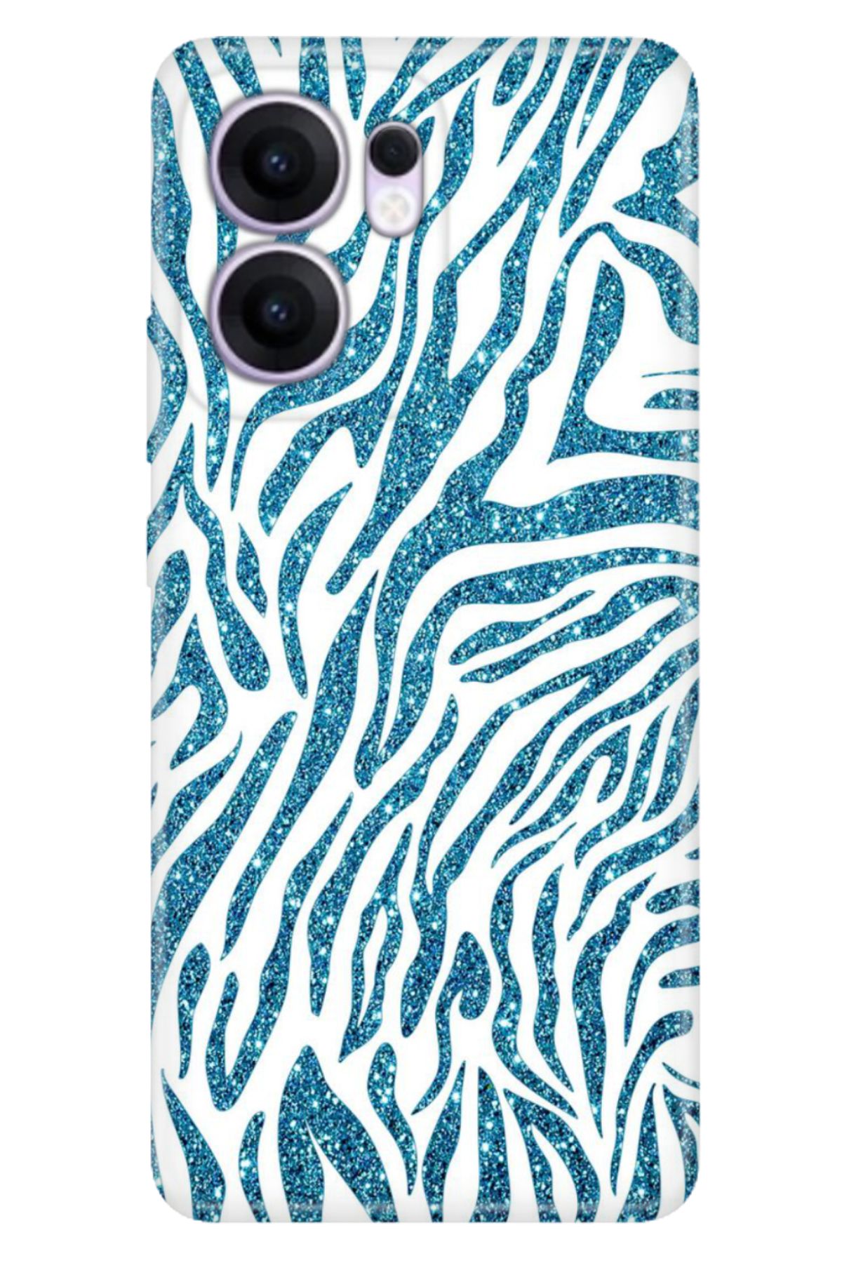 OPPO Reno 13F 5G Kılıf Dekoratif Silikon Baskılı Kapak Parıldayan Zebra