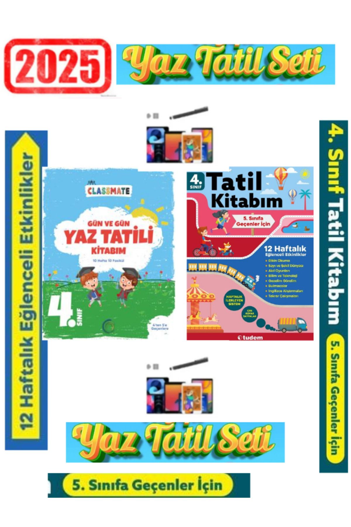 Fenomen Yayıncılık Okyanus 4.Sınıf Gün Gün Yaz Tatil+Tudem 4.Sınıf 12 Haftalık Yaz Tatil Seti+Android Kalem