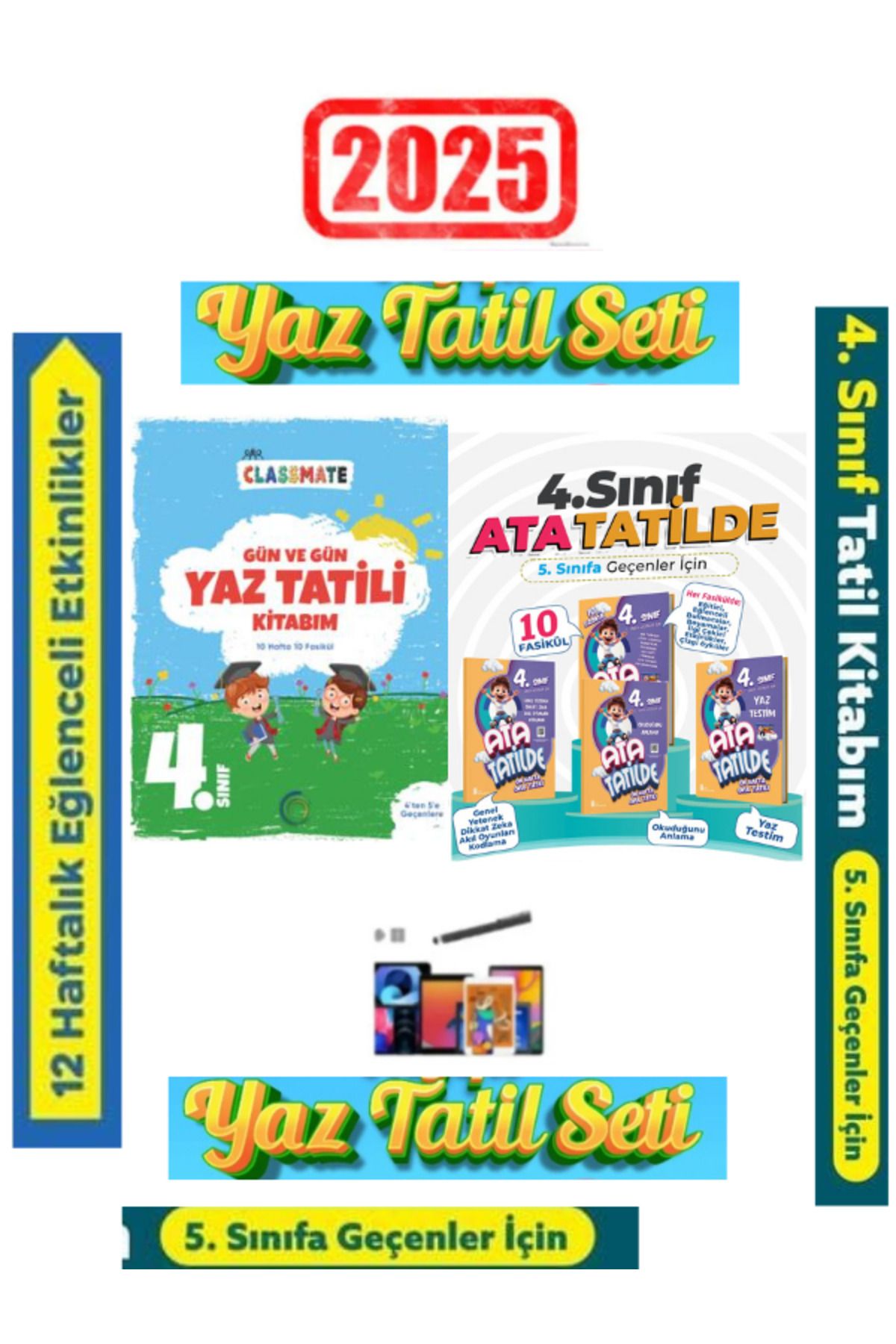 Fenomen Yayıncılık Okyanus 4.Sınıf Yaz Tatil+Ata 4.Sınıf 10 Fasikül Yaz Tatil Seti+Android Kalem
