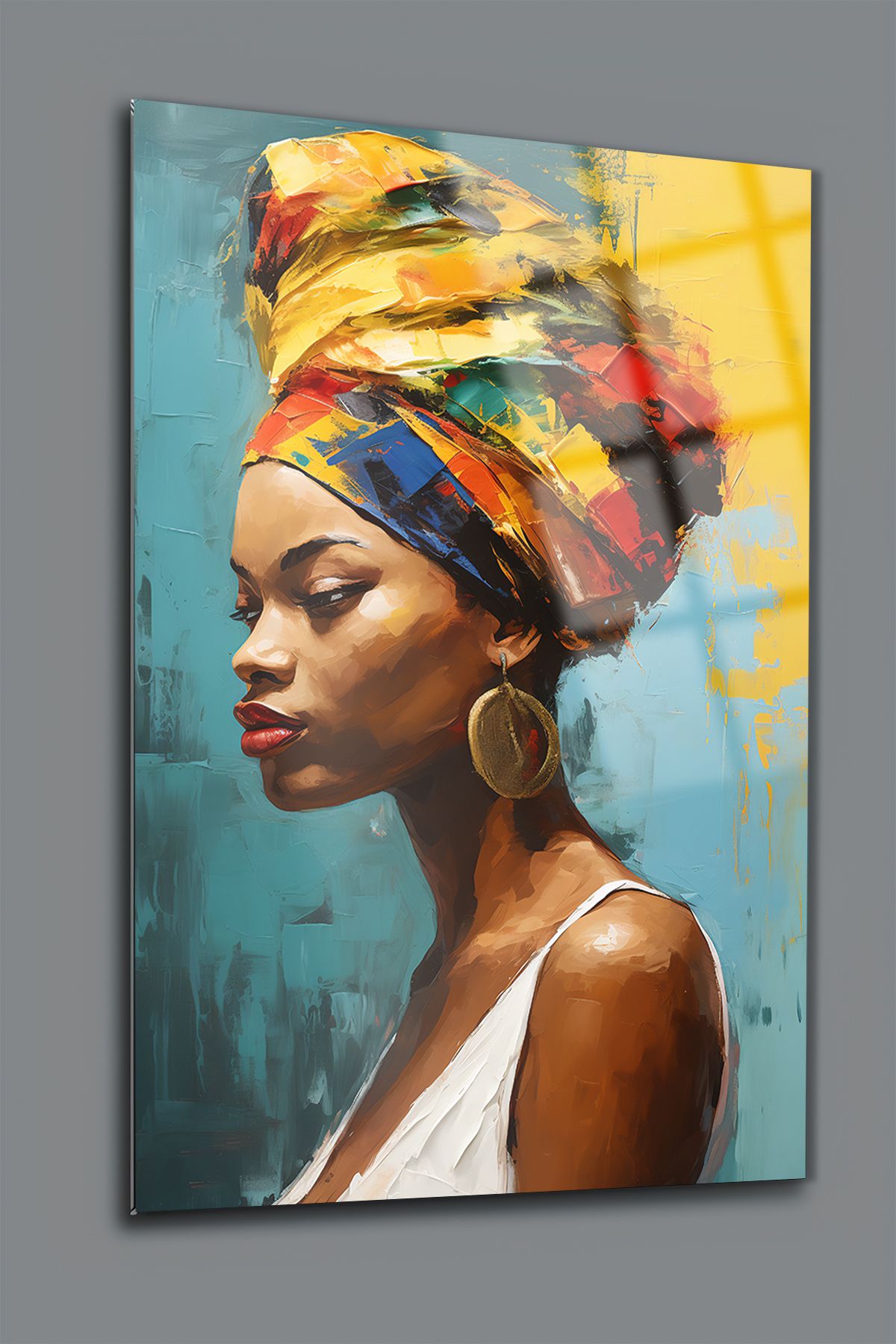 glassartdesign Afrikalı Kadın Cam Tablo-1 - Modern Tablo - Sürrealist Tablo