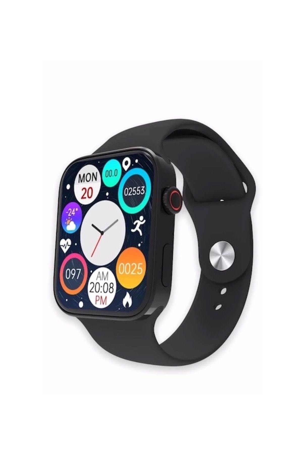 KAKTÜS JACK Konuşma Özellikli Smart Watch 7 Akıllı Saat Su Geçirmez Yan Tuşlu Köşeli Yeni Alüminyum Kasa (siyah)