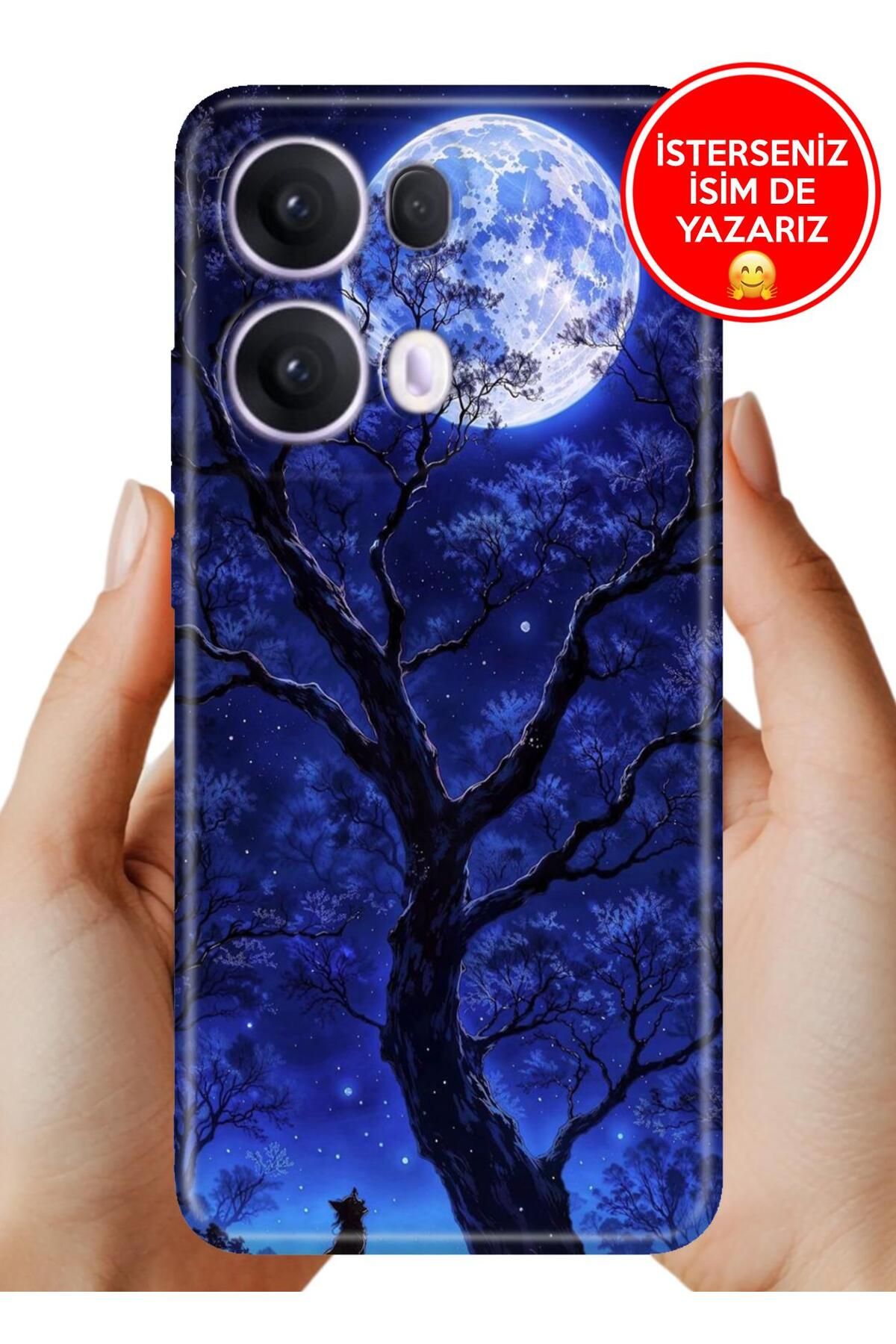 OPPO Reno 13 Pro Kılıf Oppo Reno 13 Pro Kamera Korumalı Full Desen Arka Silikon Korkutan Dolunay