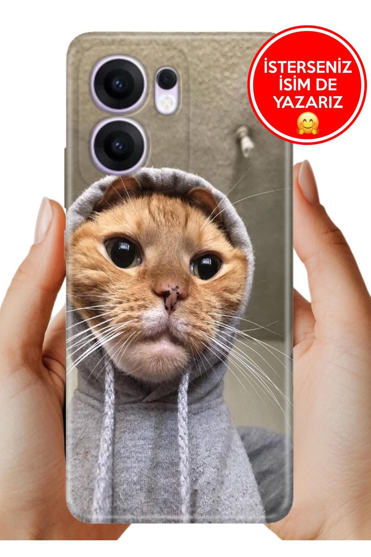 OPPO Reno 13F 5g Kılıf Oppo Reno 13F Rubber Esnek Silikon Tam Koruma Selfie Kedicik