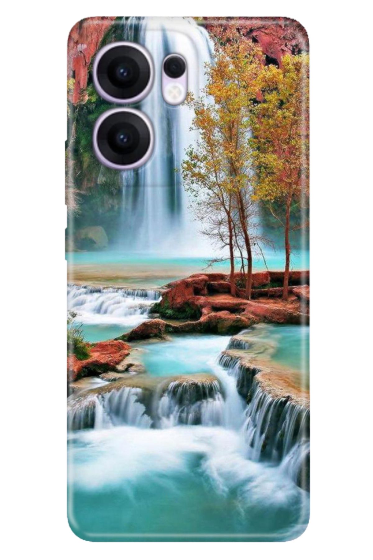 OPPO Reno 13F 5G Kılıf Dekoratif Silikon Baskılı Kapak Şelale