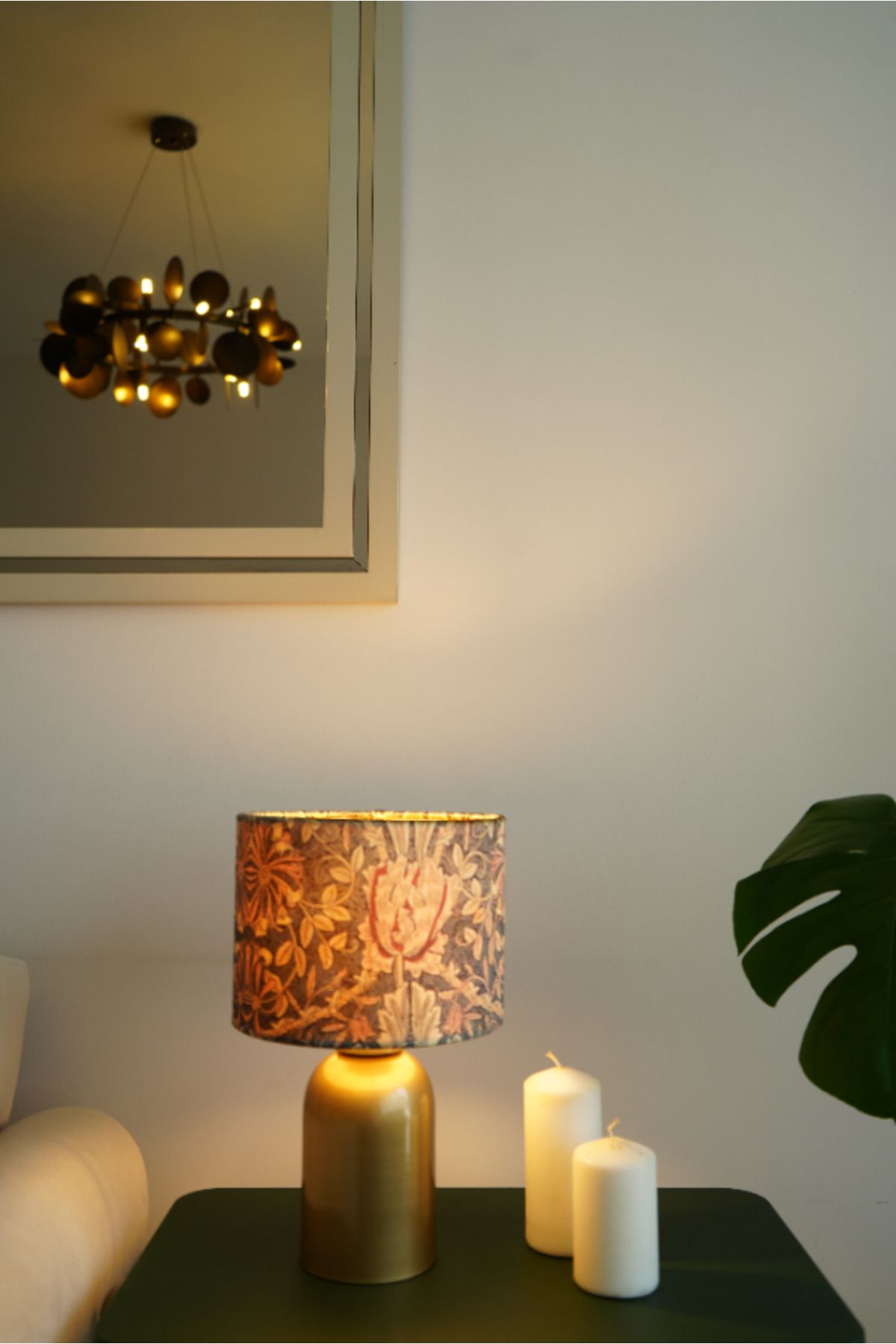 retro home design Eskitme Ayaklı Kahverengi Çiçek Kadife Kumaş Şapkalı Şık Yatak Odası Salon Abajur Özel