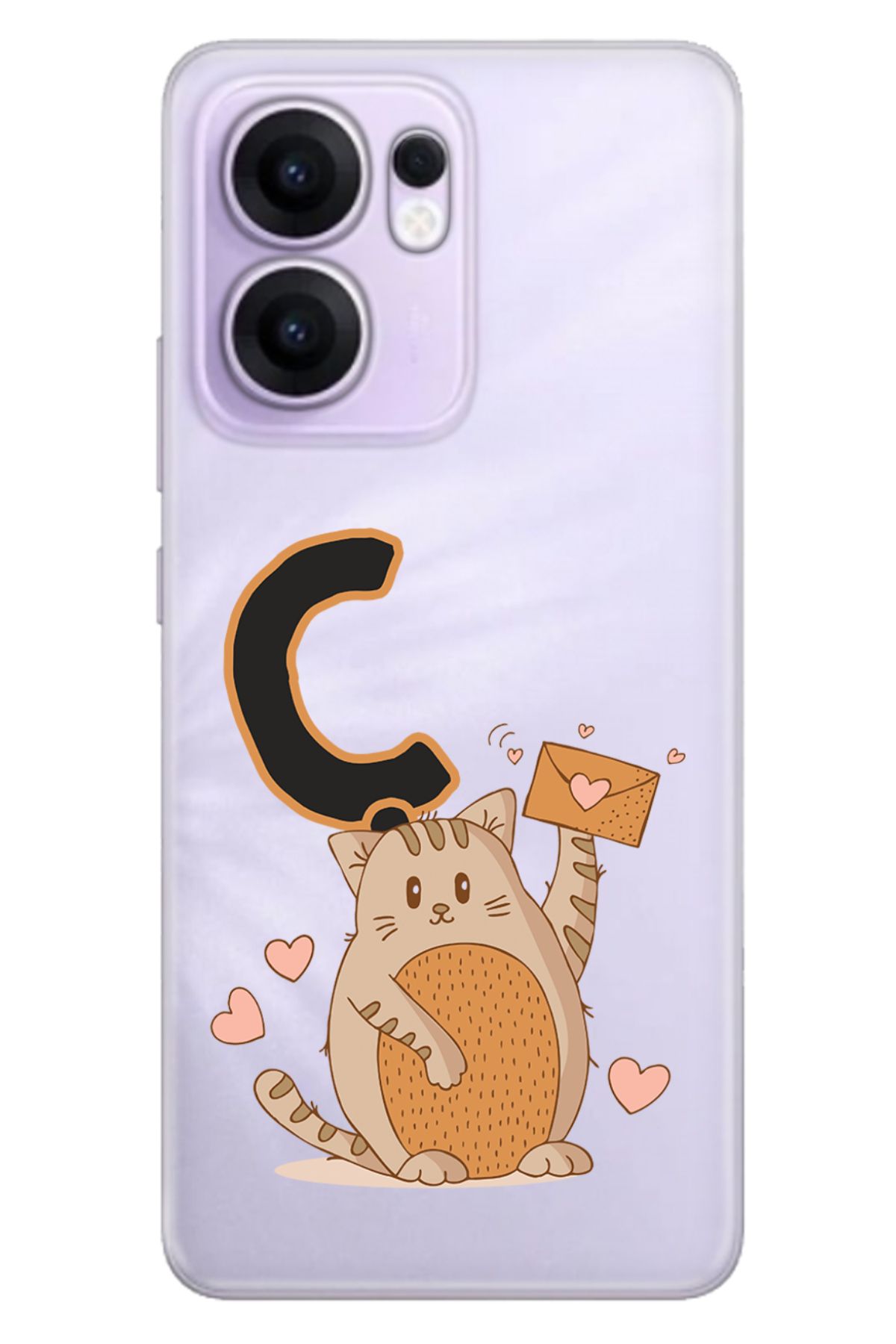 OPPO Reno 13F 5G Kılıf Retro Art Desenli Esnek Silikon Kedili Ç Harfi