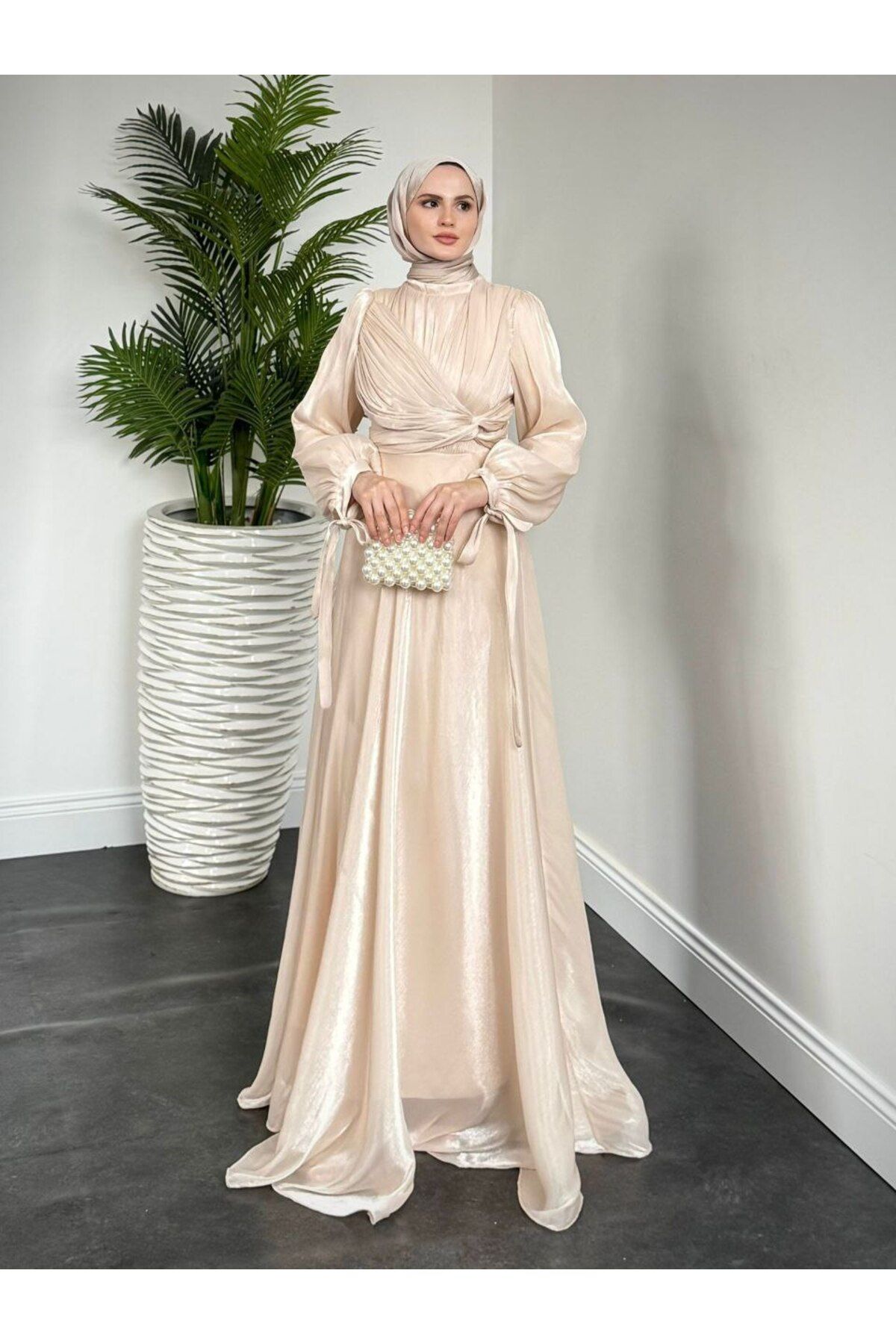 mahira collection YANDAN BAĞLAMALI ORGANZE ABİYE