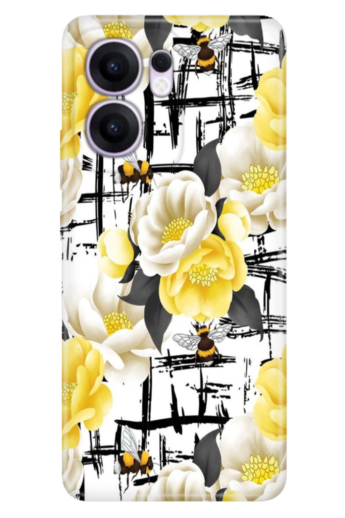 OPPO Reno 13F 5G Kılıf Tema Art Desenli Baskılı Silikon Sarı Çiçekler