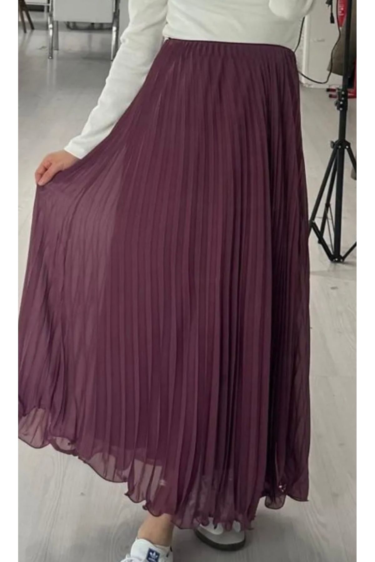 ÇİZGİN Astarlı şifon etek