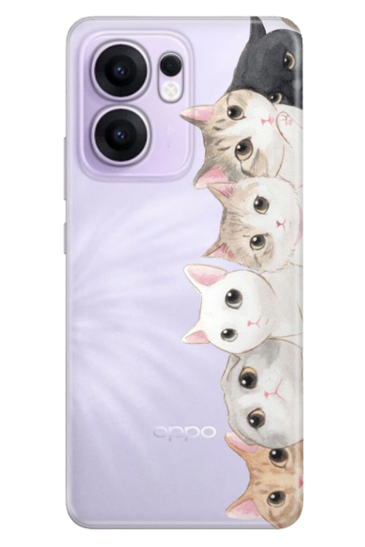 OPPO Reno 13F 5G Kılıf Renkli Silikon Baskılı TPU Pisi Pisi Kedi
