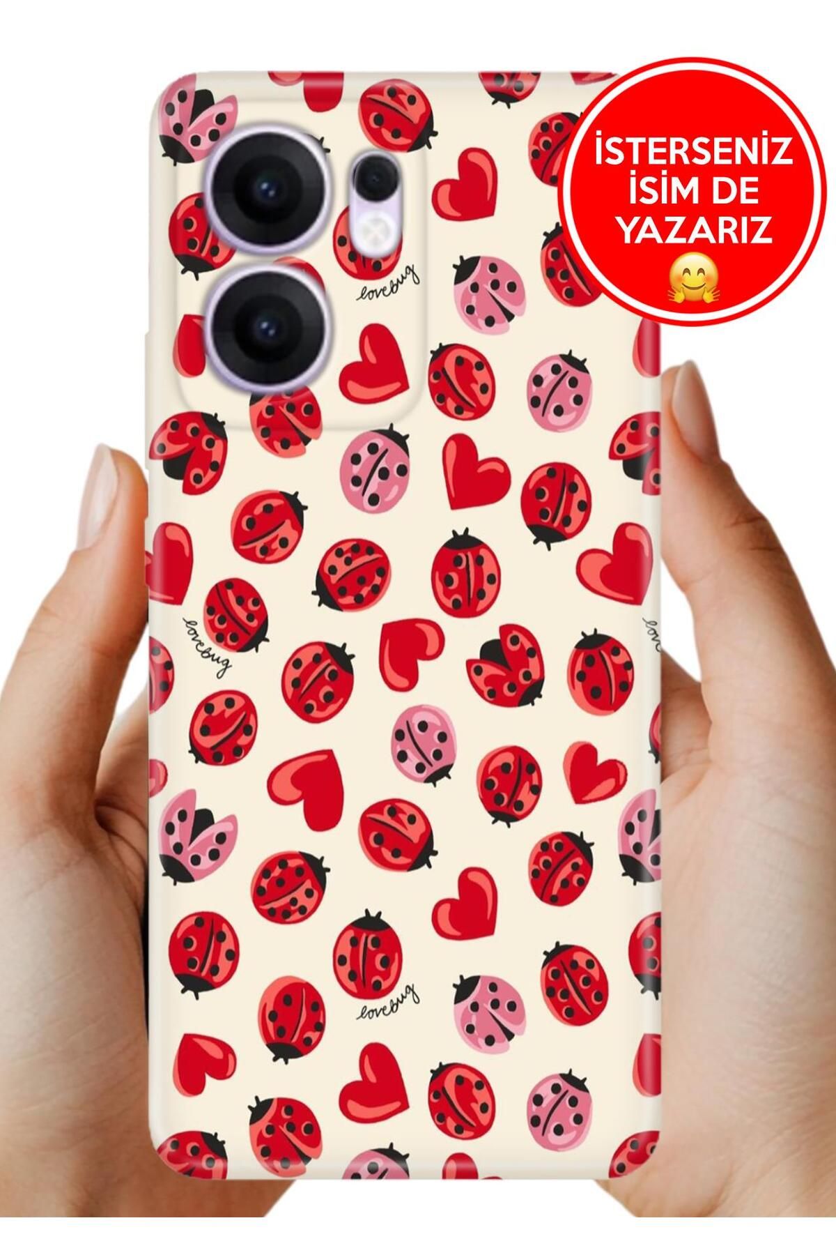 OPPO Reno 13F 5g Kılıf Oppo Reno 13F A Kalite Baskılı Art Silikon Love Bug