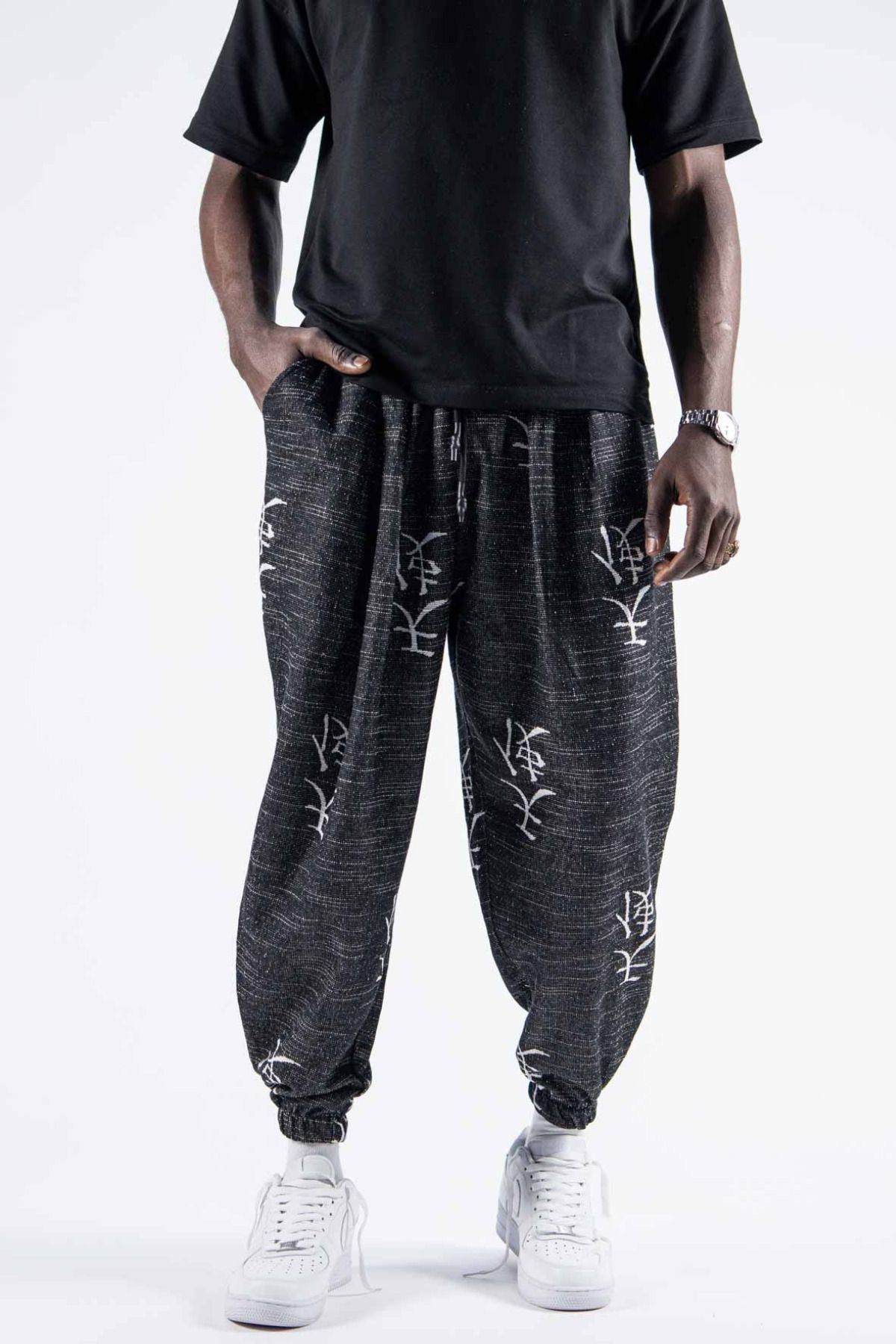 Superbluemexico Erkek Bol Baggy Füme Şalvar Jogger Pantolon