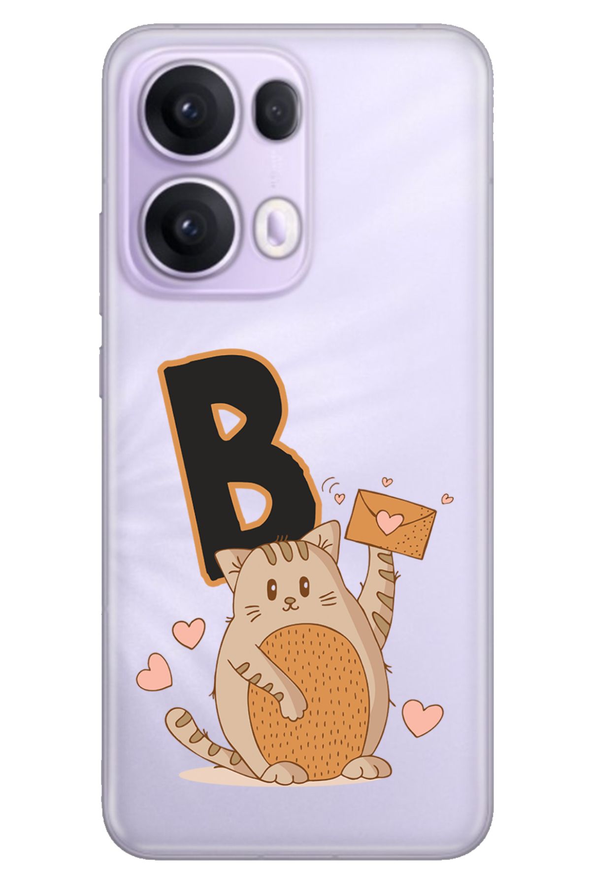 OPPO Reno 13 Pro Oppo Kılıf Retro Art Desenli Esnek Silikon Kedili B Harfi