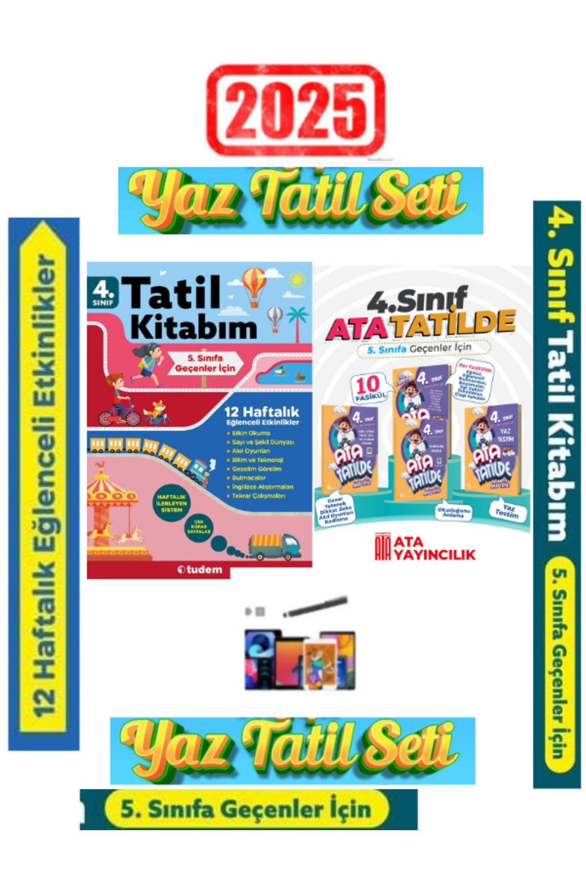Fenomen Yayıncılık Tudem 4.Sınıf 12 Haftalık Yaz Tatil+Ata Tatilde 4.Sınıf 10 Fasikül Yaz Tatil Seti+Android Kalem