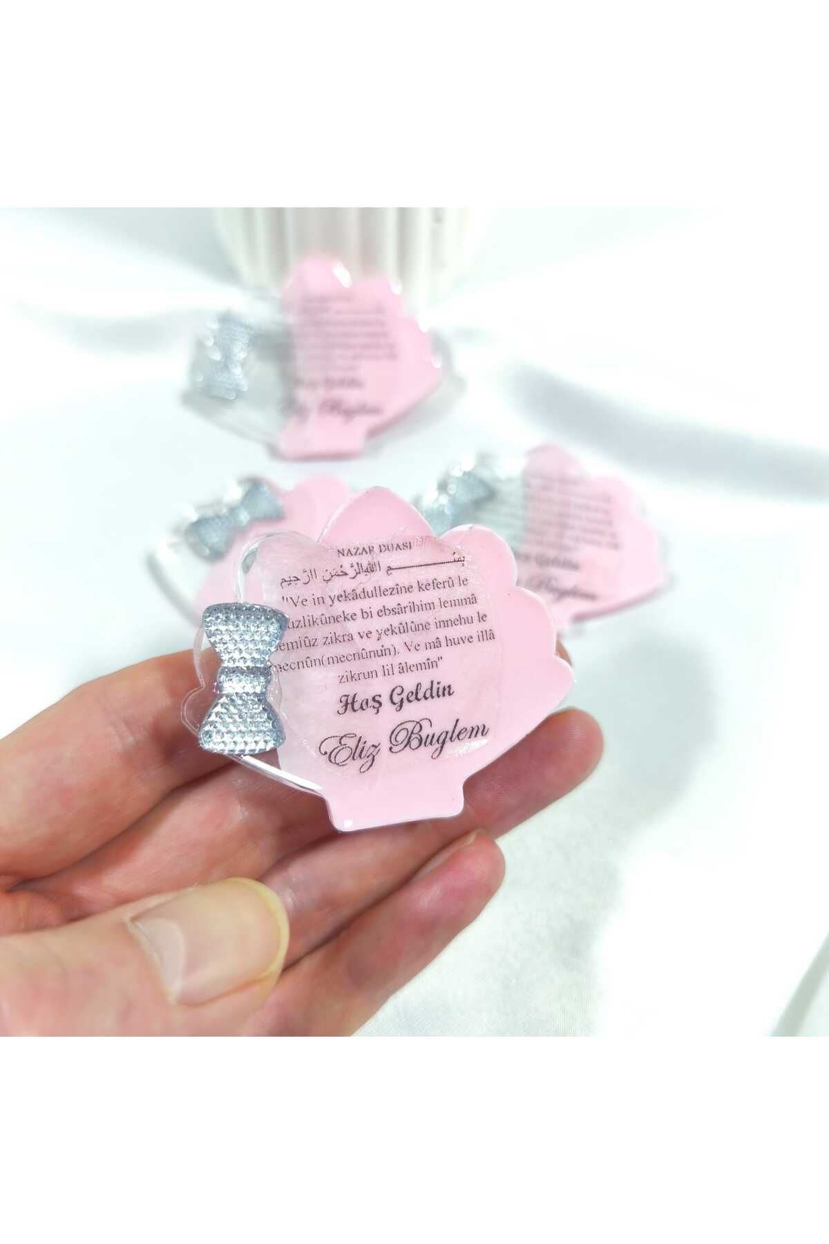 demet art studio Epoksi 10 Adet Hatıra Pembe Midye Model Detaylı Doğum Yaş Günü Mevlit Baby Shower Hediyelik Magnet