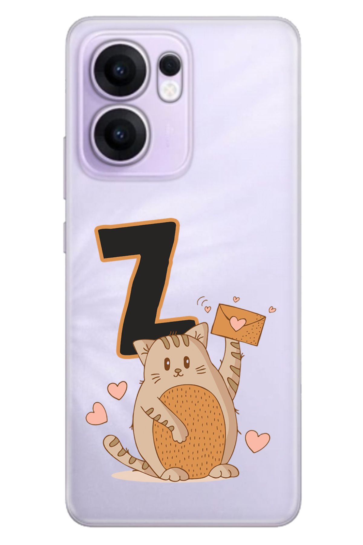 OPPO Reno 13F 5G Kılıf Tema Art Desenli Baskılı Silikon Kedili Z Harfi