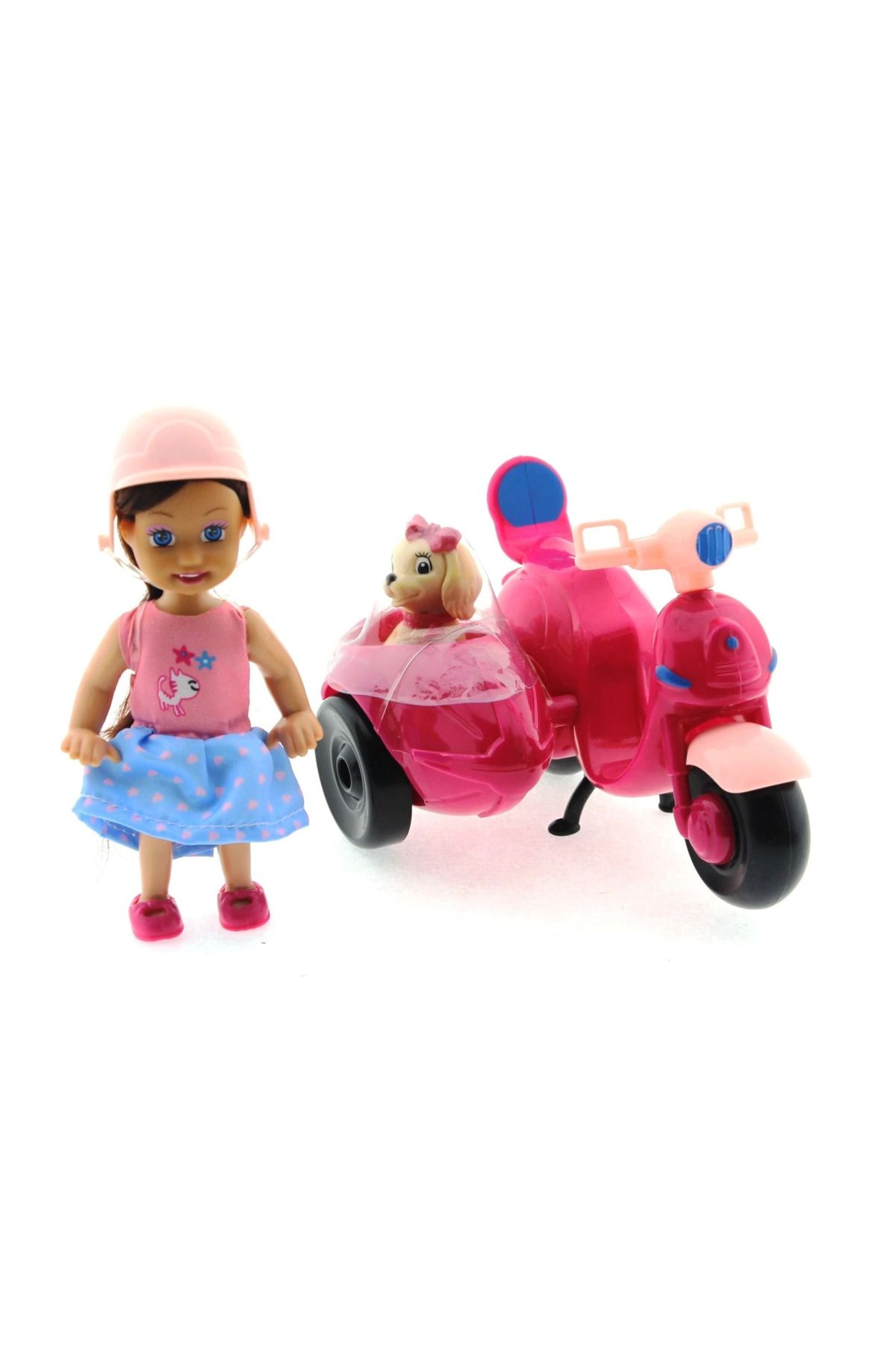 ÇAVDAR Cute Doll Mini Bebek ve Köpekli Mor Motorsiklet