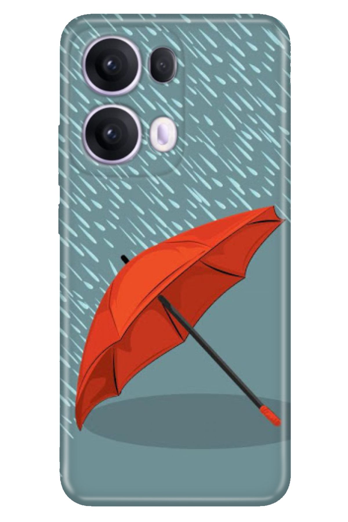 OPPO Reno 13 Pro Kılıf Oppo Dekoratif Silikon Baskılı Kapak Kırmızı Şemsiye
