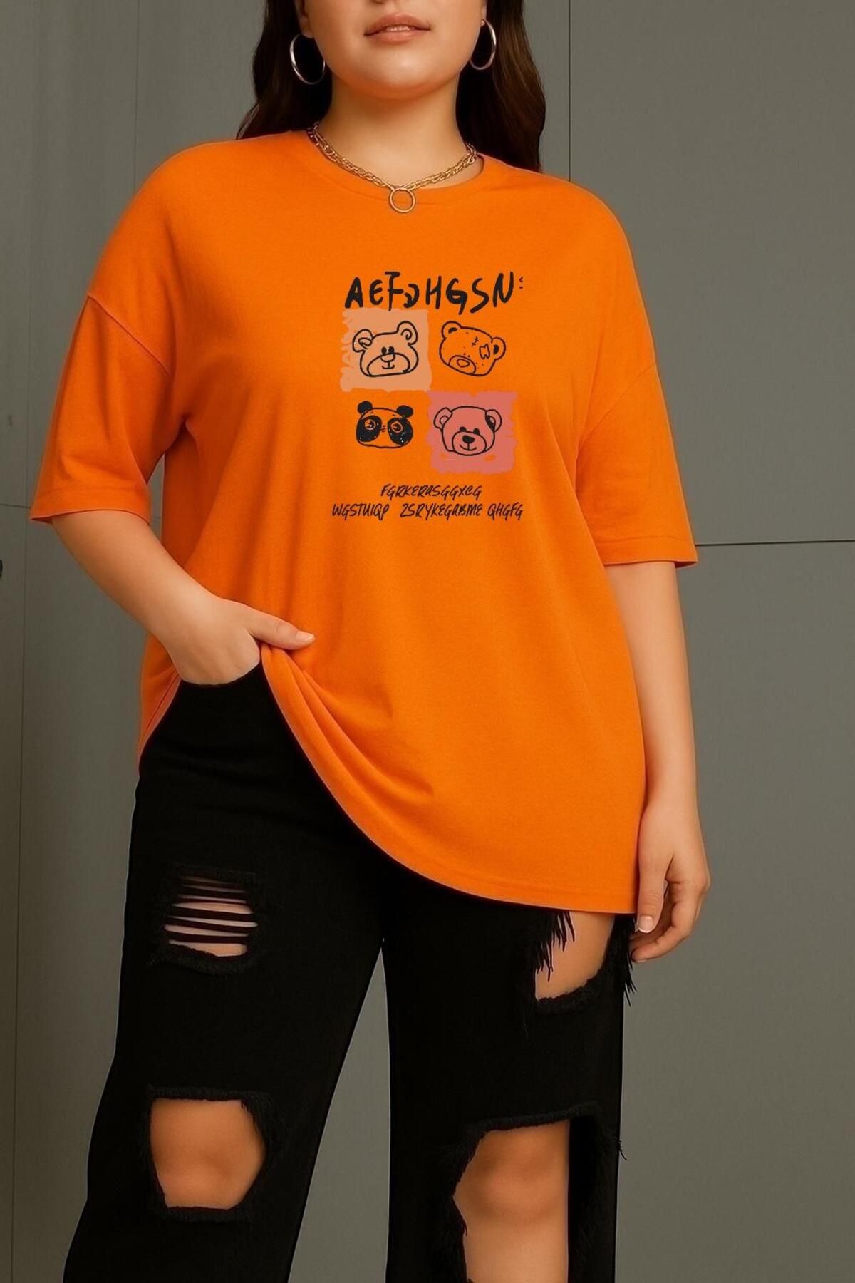 BENROMA BÜYÜK BEDEN AEF AYICIK BASKILI UNİSEX TİŞÖRT